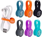 SUNFICON 6 Pack Magnetic Cord Organizers Cable Clips Cable Straps Silicone Twist Ties Colorful Headphone Cord Keeper Holder Manager Bookmark Whiteboard Fridge Magnet Keychain Gift Home,Office,School