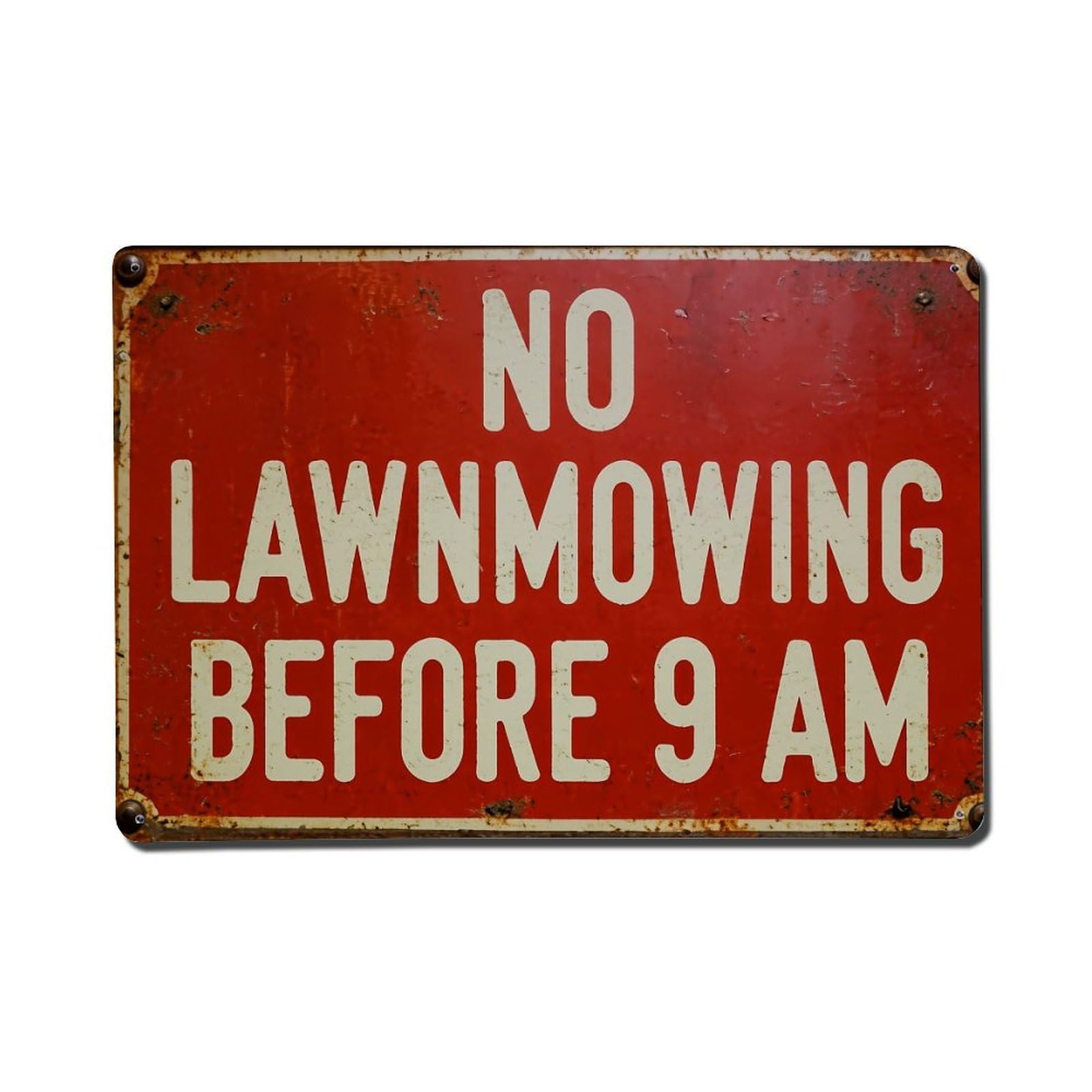 Nestemfo Vintage No Lawnmowing Before Nine Am Tin Sign Metal Sign, Living Room,Bar, Home, Bedroom Wall Decor,Retro Metal Poster 8X12 Inches