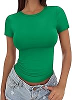 Vista 14 de Trendy Queen - Camisetas básicas para mujer, camisetas de verano, manga corta, ajustadas, linda ropa de entrenamiento para gimnasio
