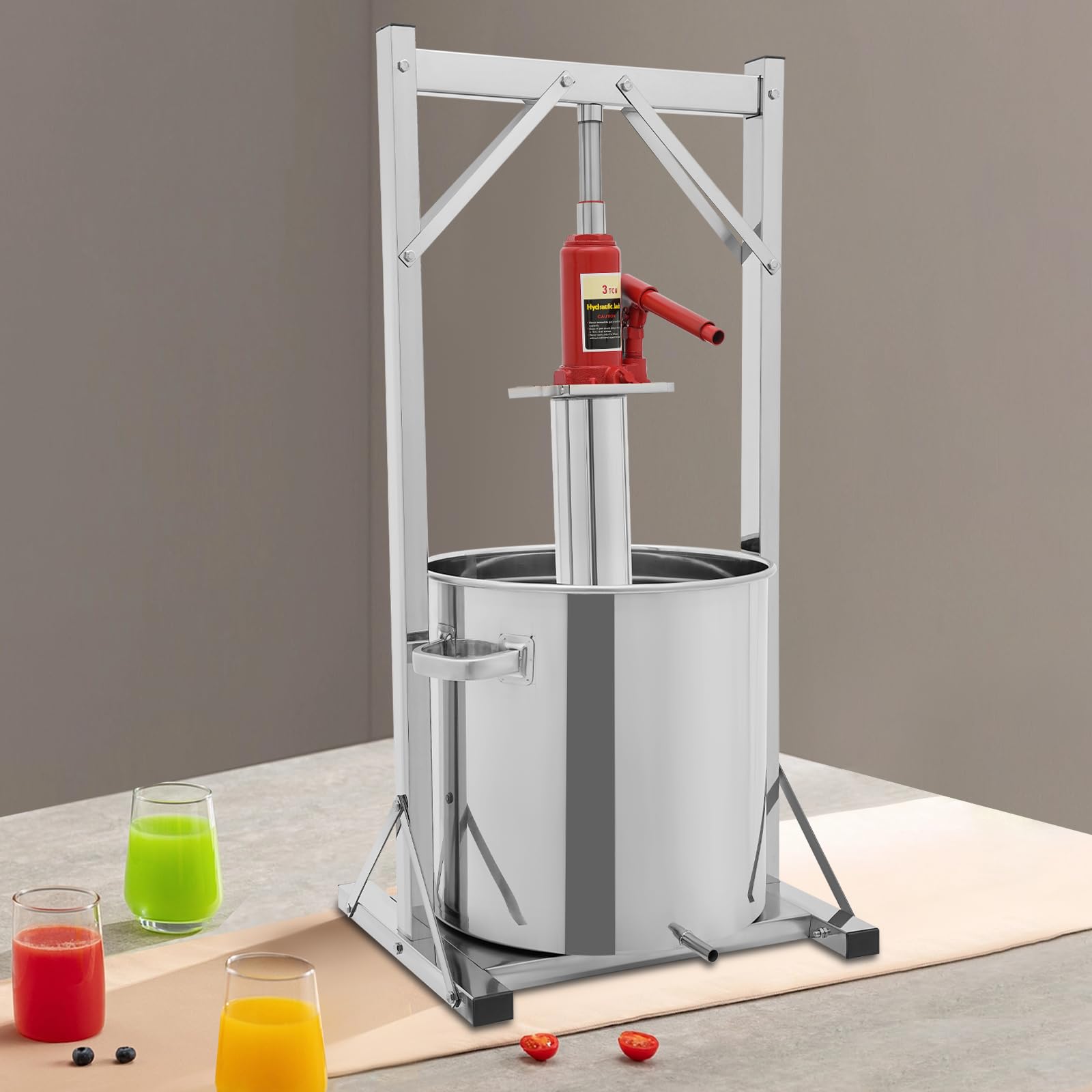 Prensa de vino de frutas 36L de acero inoxidable 3T moderna prensa hidráulica de vino prensa hidráulica de acero inoxidable con cubo de filtro, puede para prensar vino de arroz, miel, verduras, vino