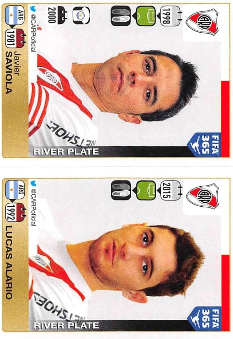 2015-16 Panini FIFA 365 Stickers #127-128 Javier Saviola/Lucas Alario