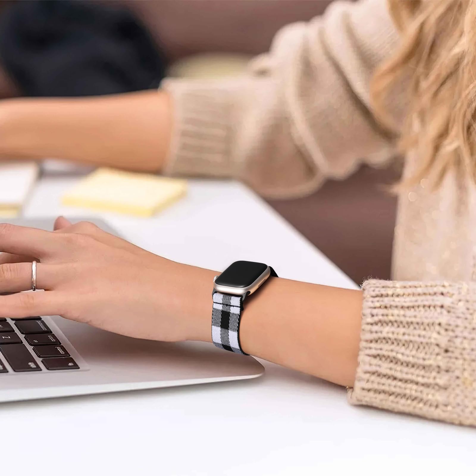 Easuny Rozciągliwe paski boho kompatybilne z Apple Watch 40 mm, 38 mm, 41 mm, dla kobiet i dziewcząt, regulowany, elastyczny, nylonowy pasek Solo Loop, zamiennik paska do iWatch SE Series 8, 7, 6, 5