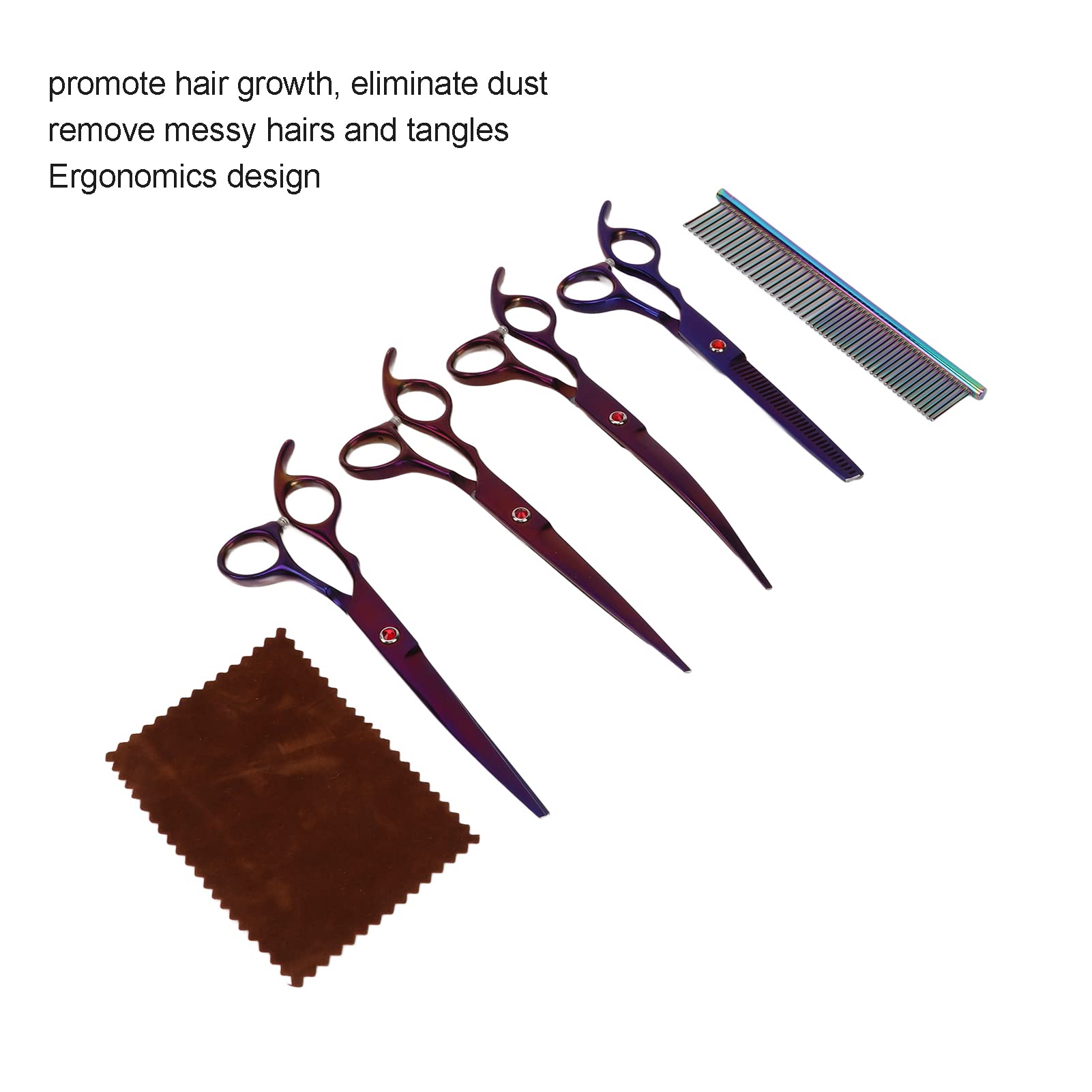Cryfokt Tijeras de Peluquería para Mascotas, Tijeras de Peluquería Canina de Pelo Grueso de Corte Suave, de Acero Inoxidable con Peine y Bolsa de Almacenamiento para Mascotas Pequeñas de Pelo Largo
