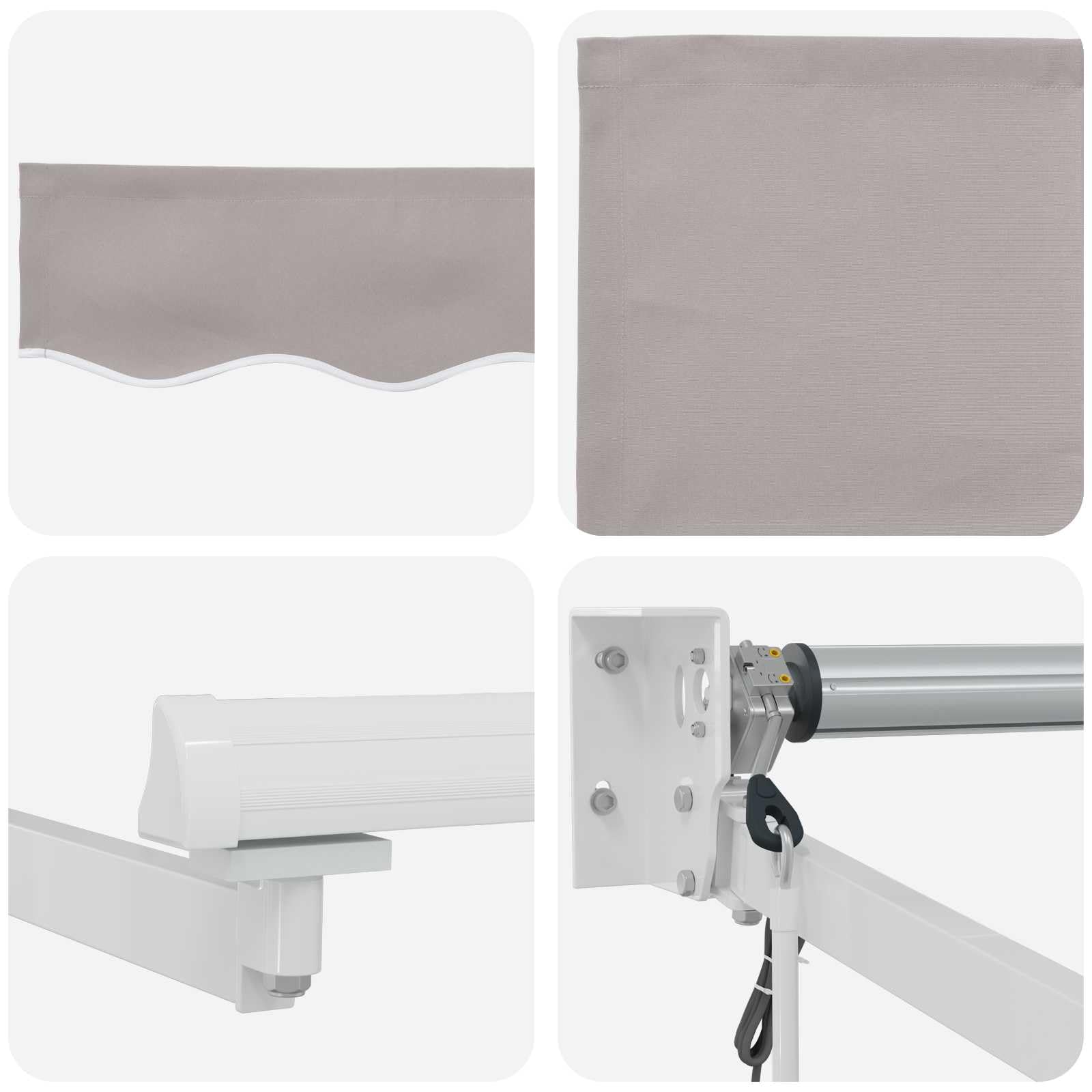 Mangloder Auvent rétractable électrique Gris Clair 2,5 x 2 m avec Toile Polyester, motorisé et Manuel, Protection ombrage extérieur pour terrasse Balcon Jardin Patio