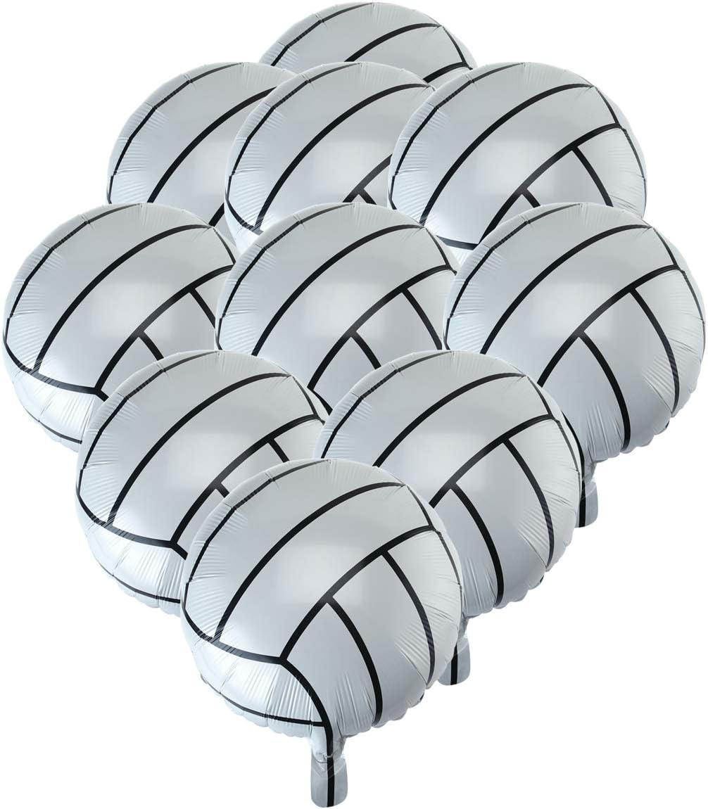 BinaryABC Volleyball Balloons,Volleyball Mylar Foil Balloons,Sports Theme Party Supplies,10Pcs(18 Inch)