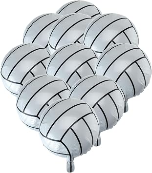 BinaryABC Volleyball Balloons,Volleyball Mylar Foil Balloons,Sports Theme Party Supplies,10Pcs18 Inch