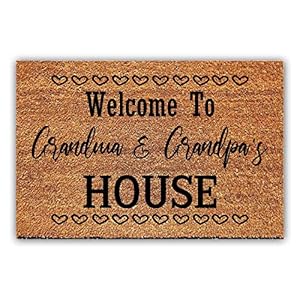 Funny Coir Doormat Welcome to Grandma and Grandpa's House Welcome Front Porch Decor Doormat For The Entrance Way Personalized Rugs Prank Gift Non Slip Outdoor Coconut Coir Doormat 23.6 x 15.7 inch Funny Coir Doormat Welcome to Grandma and Grandpas House Welcome Front Porch Decor Doormat For The Entrance Way Personalized Rugs Prank Gift Non Slip Outdoor Coconut Coir Doormat 236 x 157 inch