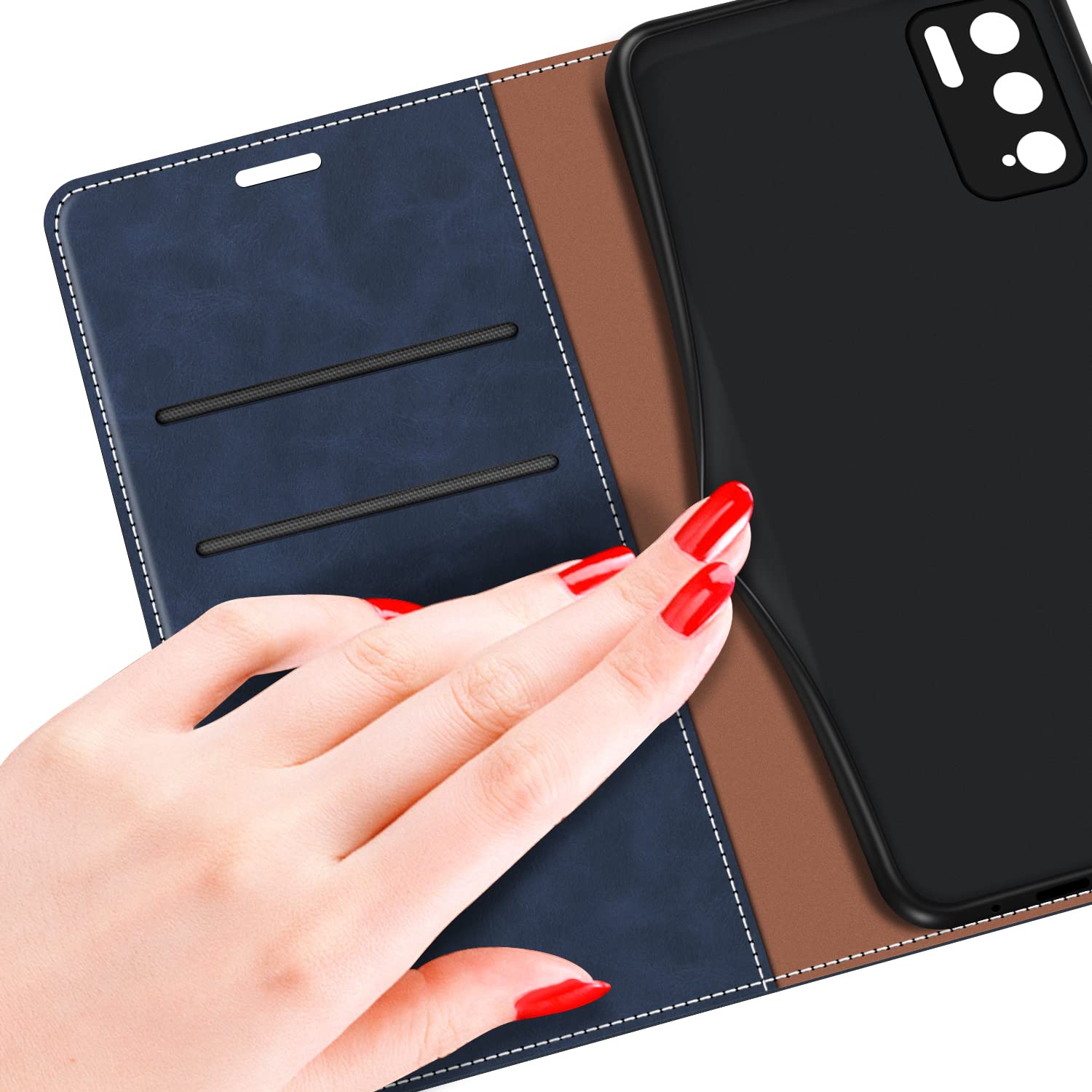 Custodia A Libro MOBESV Per Xiaomi Mi 9 Se - Cover In Pelle Con Porta Carte E Supporto - Chiusura Magnetica - Nero - 2