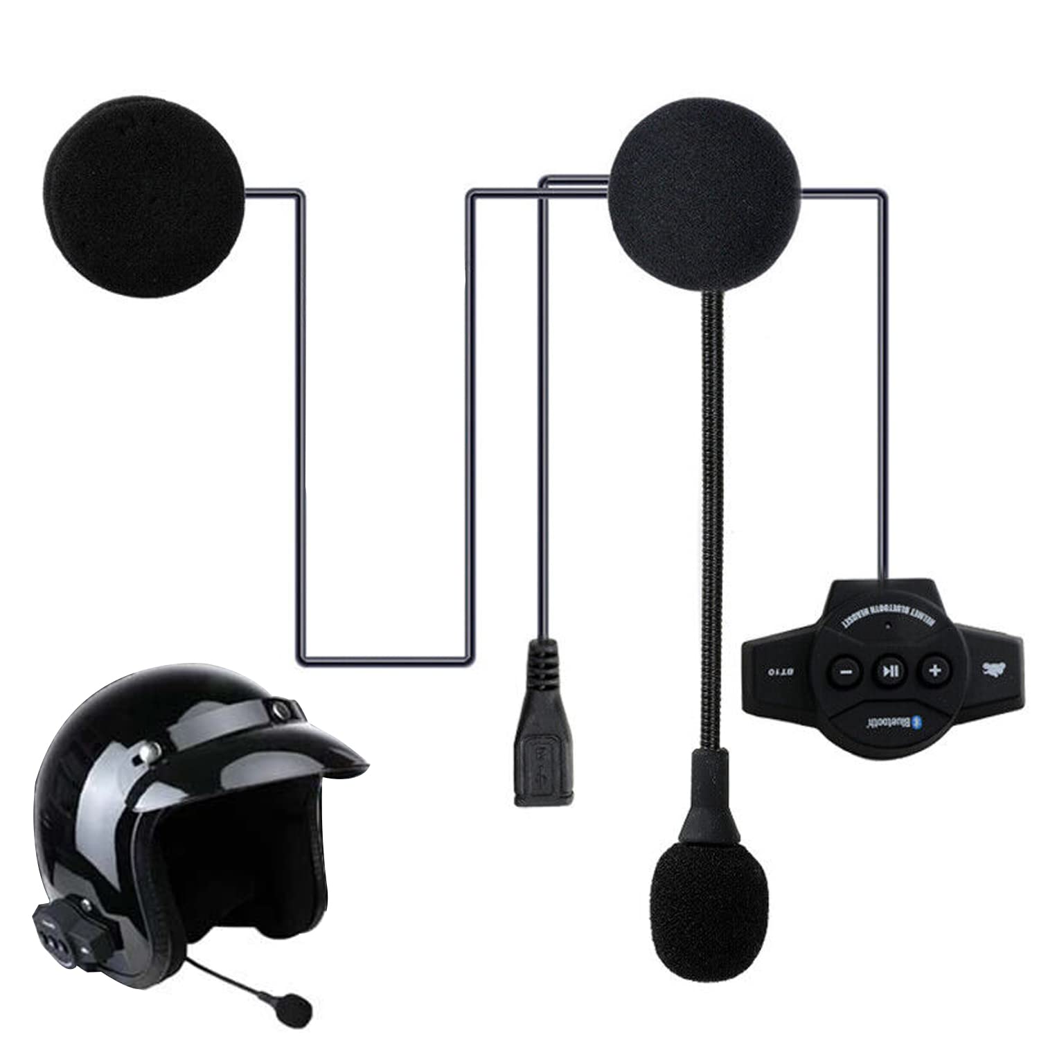 OTOROYS BT-10 Headset with Dual Stereo Speakers Hands-Free Music Call Control Mic Earphones, Wireless Helmet Communication Systems with 8 Hours Playing time High Sound Quality System