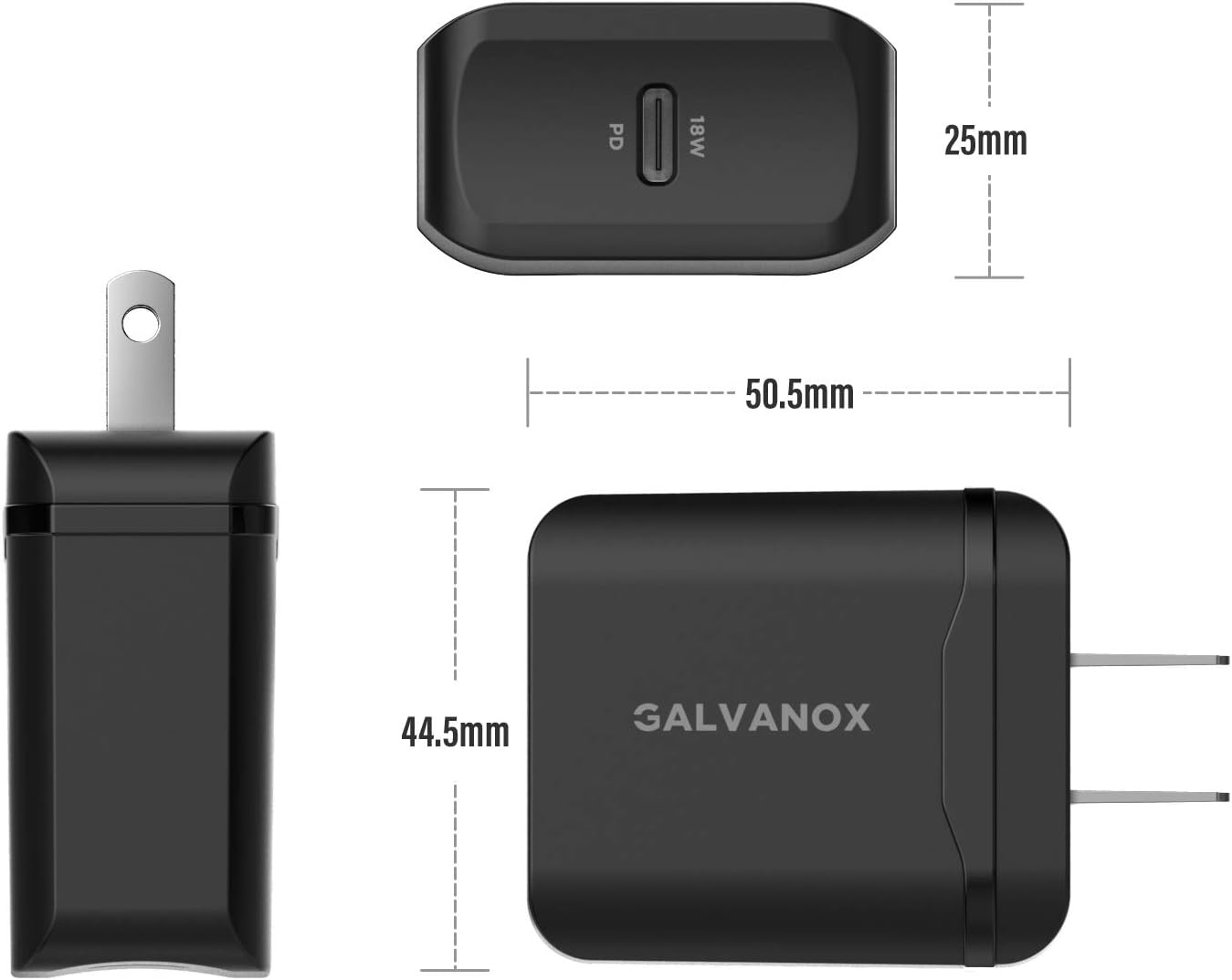 Galvanox iPhone Charger with Wall Plug (Apple MFi Certified) Fast Charging USB C to Lightning Cable with 18W Adapter for 2020 iPhone SE/11/12/13 Pro Max (Black)
