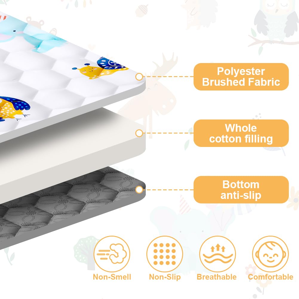 Aolso Tappeto da Gioco per Bambini, 127 x 127cm Tappeto Per Bambini e Neonati Reversibile,Tappeto Gioco Neonato Per la Camera del Bambino o della Bambina-Giraffa