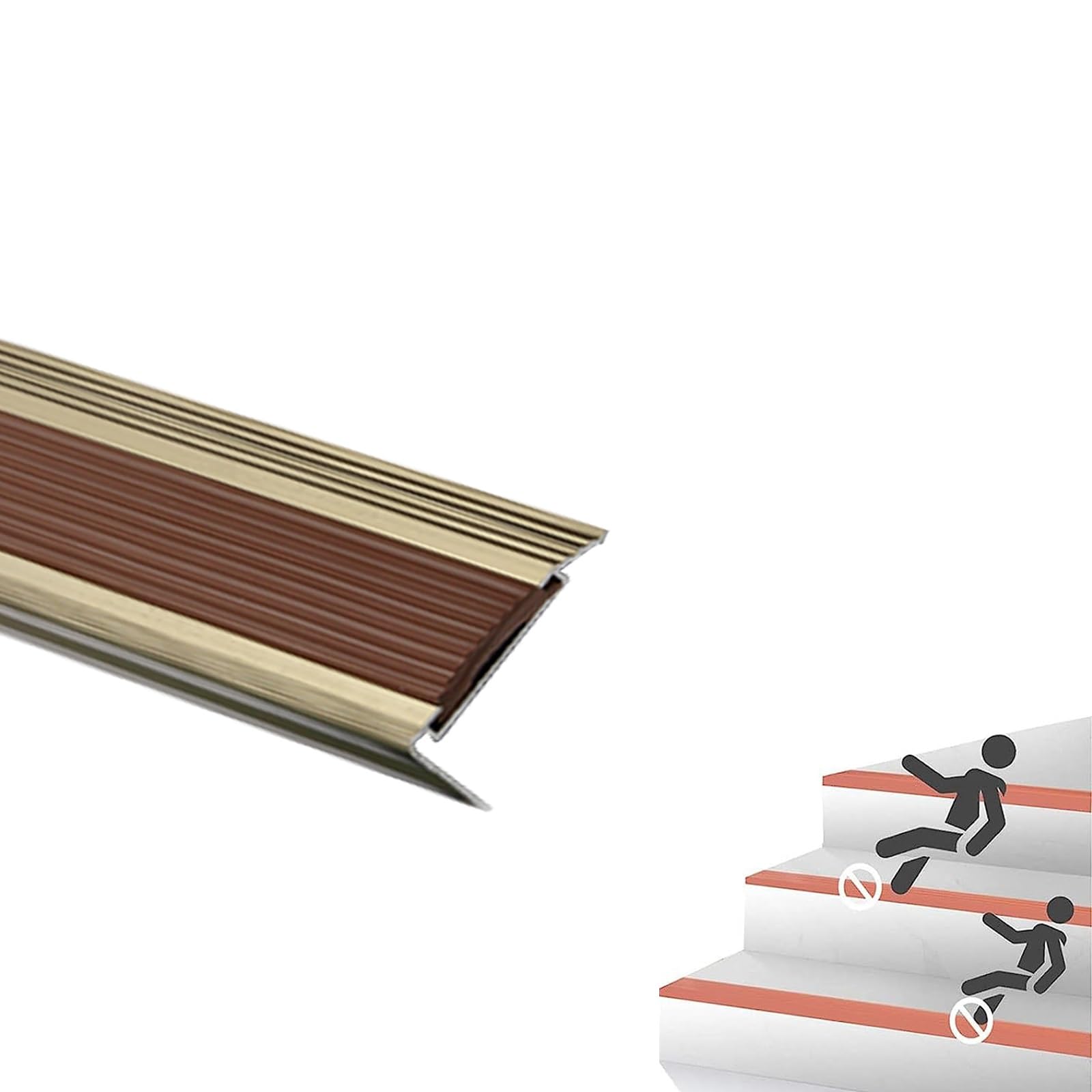 Aluminio Tiras Antideslizantes para Peldaños, Tipo L Tiras Antideslizantes Autoadhesivas, Perfil De Borde De Escalera Tira Antideslizante Tira, Doble Antideslizante, Apto para Hoteles Y Hospitales ( C