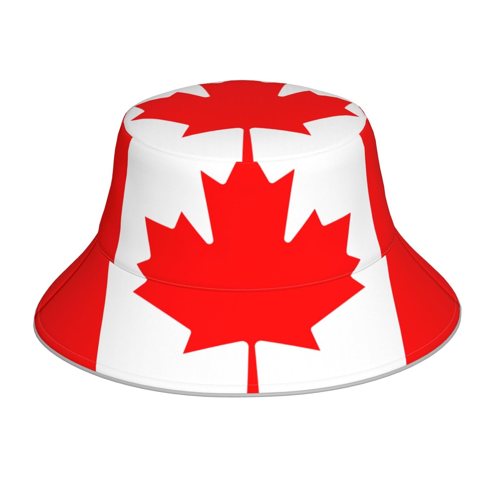 Whjshop Unisex Black Canadian Flag Pattern Reflective Bucket Hat Breathable For Men And Women, For Travel, Camping
