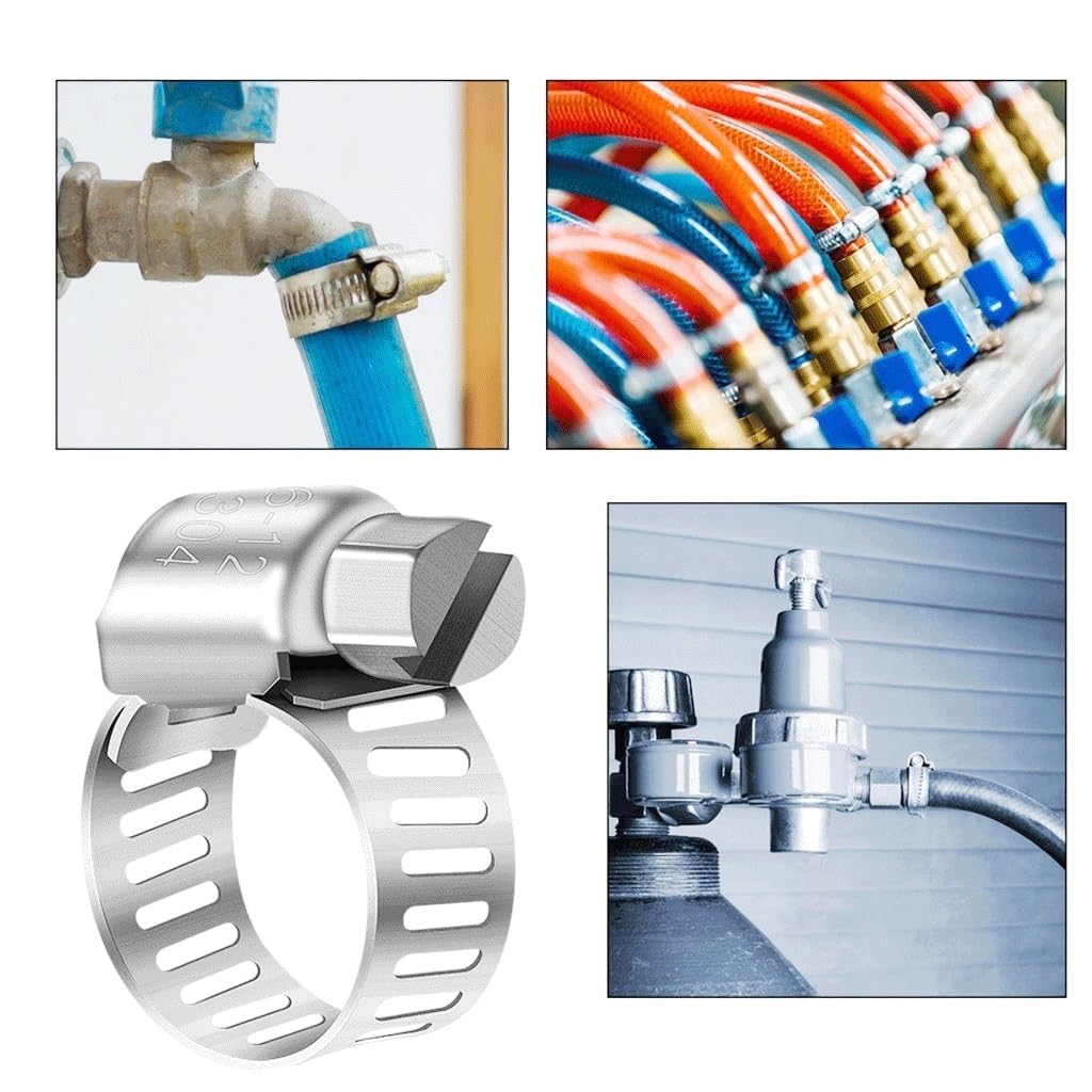 10 szt. Zaciski do węży ze stali nierdzewnej 6-12mm w całości ze stali Tri Clamp regulowany zacisk do rury węża, przekładnia ślimakowa sprężyna klipsy do rurek piwnych