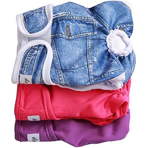 JoyDaog Female Dog Nappies,3-Pack Comfortable Durable,Premium Reusable Doggie Diapers L Cover
