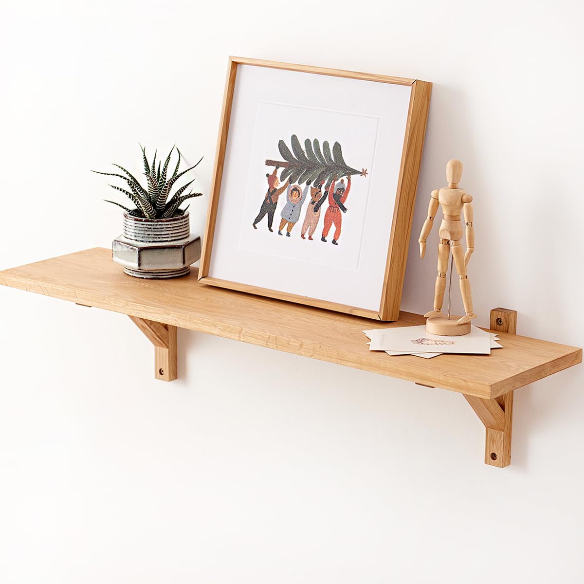 OAKERLAND Estanteria Pared Madera, 60cm Baldas Madera Pared de Roble, Estante Flotante Madera Maciza para Dormitorio, Sala de Estar, Cocina, Oficina, Baño (60 cm)