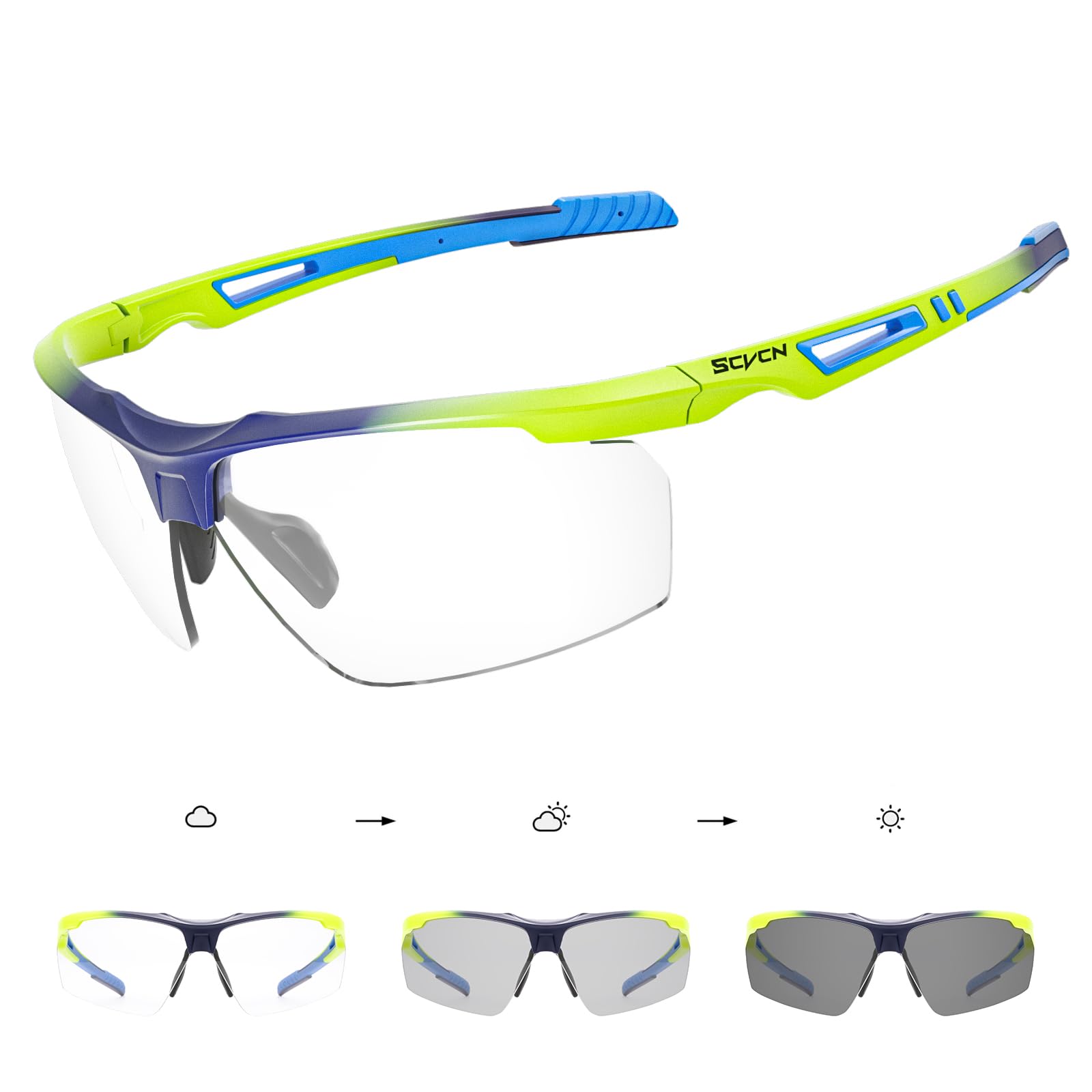 SCVCN Fotocromáticas Gafas de Ciclismo Deportivas Mujeres Hombres Transparente MTB Bicicleta Running
