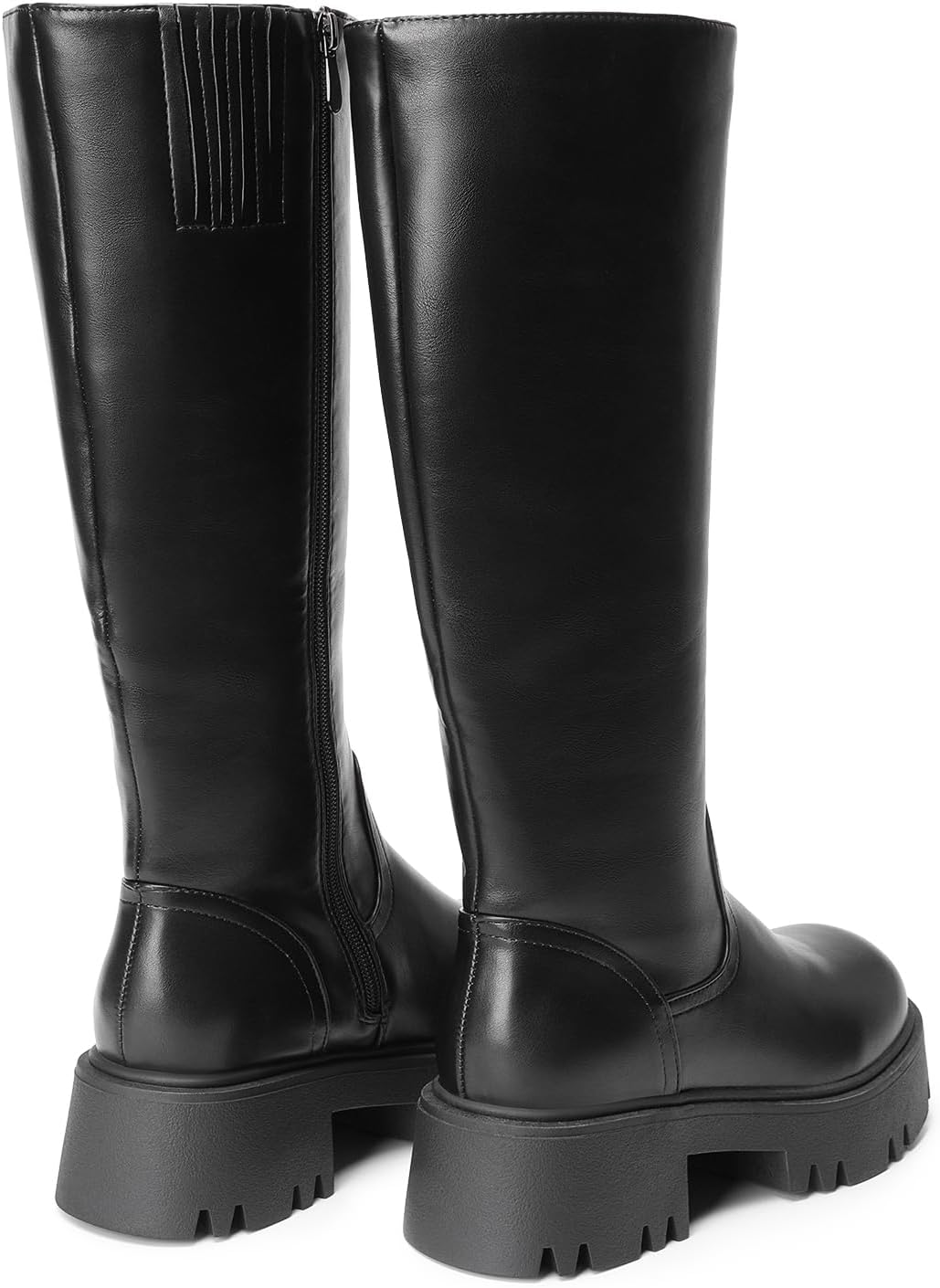 DREAM PAIRS Women's Knee-High Boots, Comfortable Chunky Block Heel Pointed Toe Pull On Side Zipper Suede Slouch Riding Boots Fashion and Waterproof 4