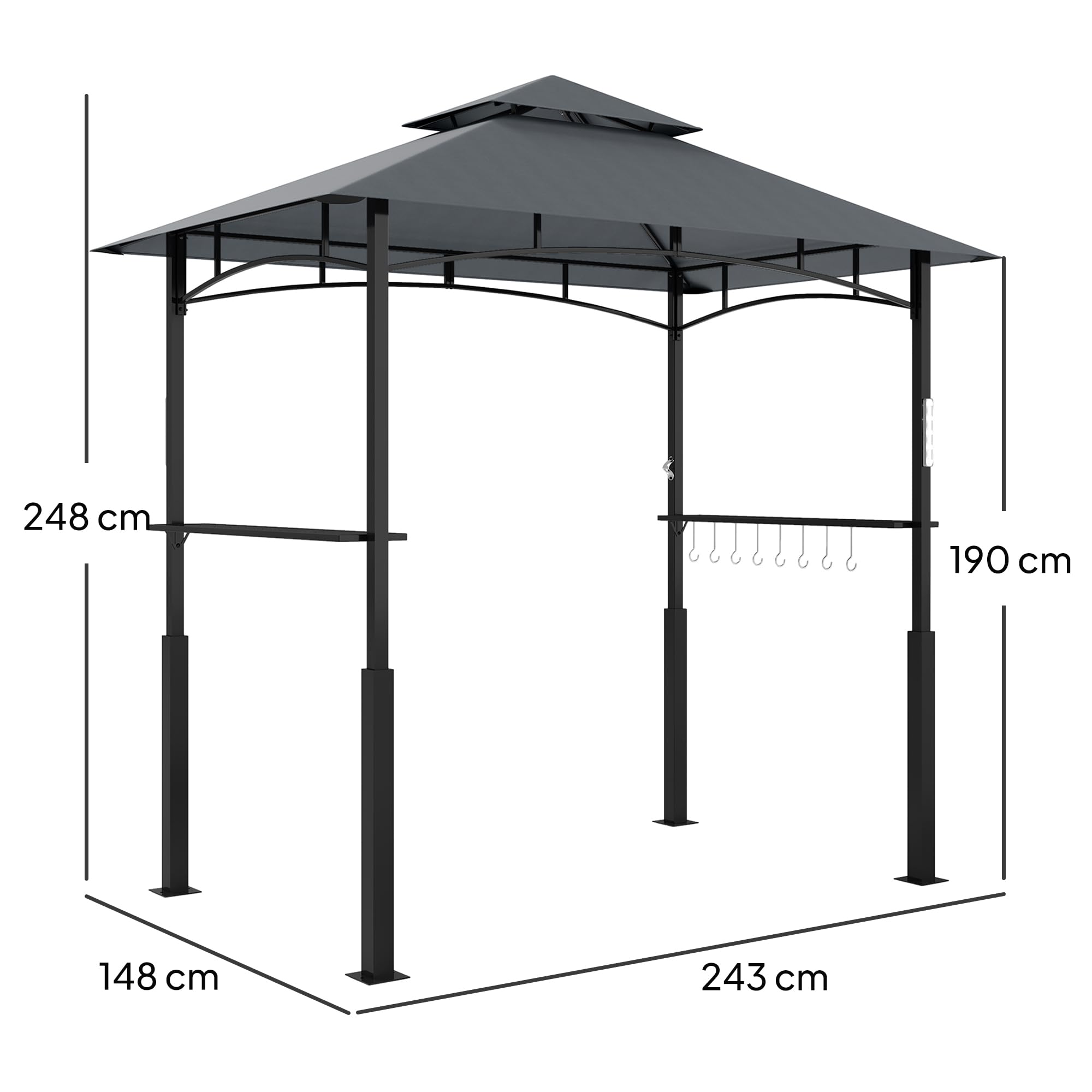 Grillpavilion z LED, wodoodporny, ognioodporny, 243x148 cm