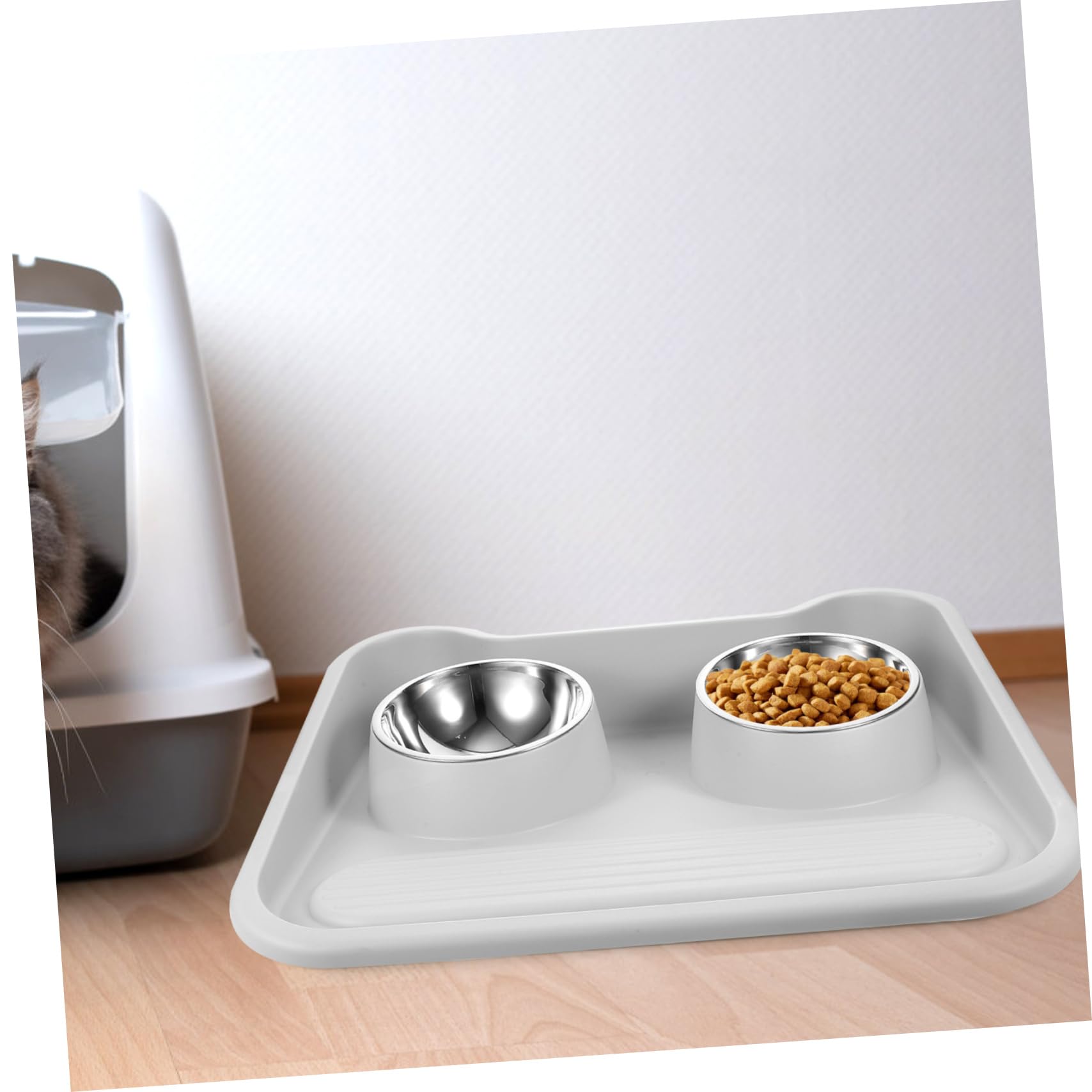 Gamelle Double en Acier Inoxydable et PP pour Chien et Chat | Bavures, Protection du Cou, Bol Stable Anti-basculement, Récipient pour Aliments pour Animaux