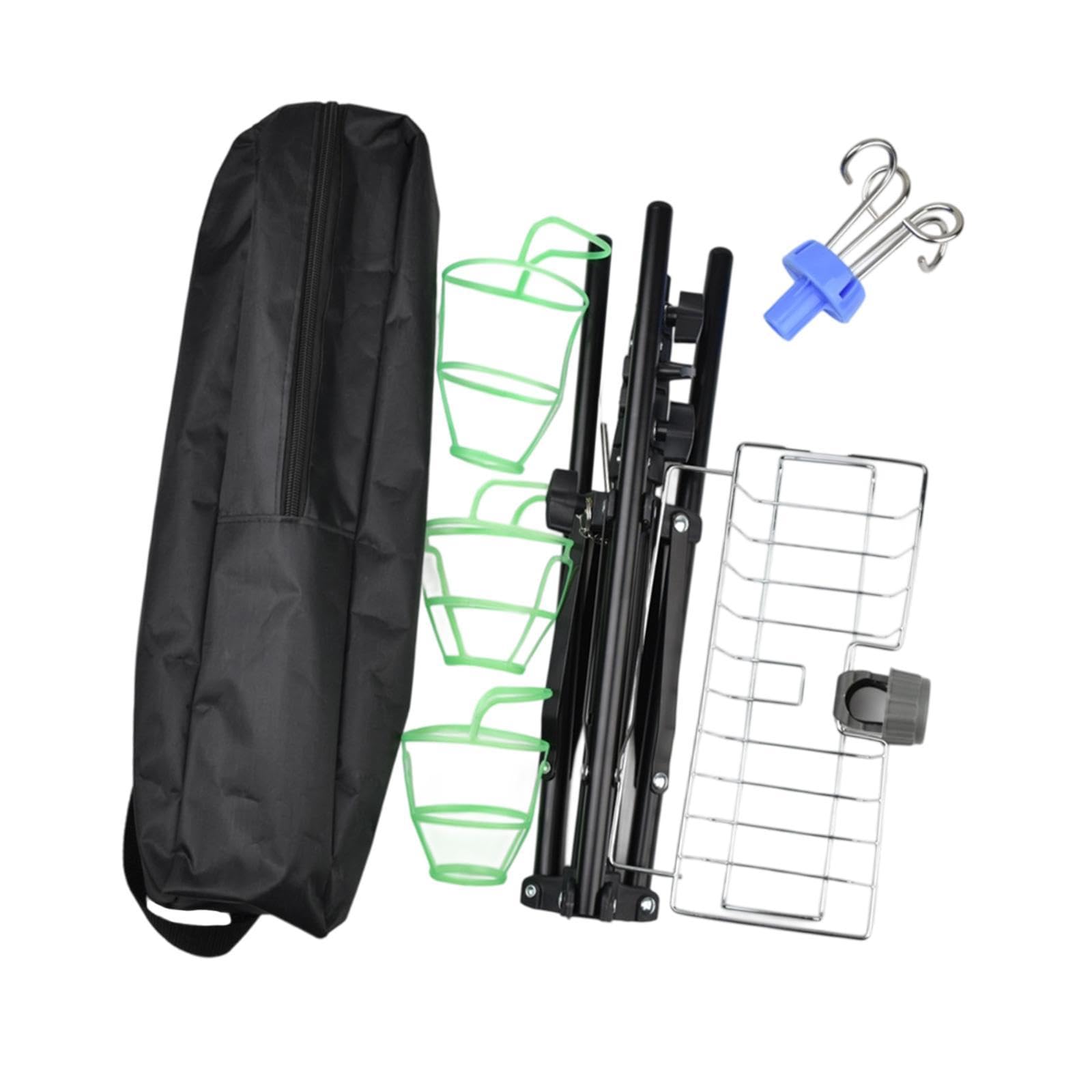 Supporto per Flebo Portatile con 4 Ganci Rimovibili Design Pieghevole E Altezza Regolabile Materiale Resistente Adatto a Casa Viaggi E Strutture Sani, con Cestino