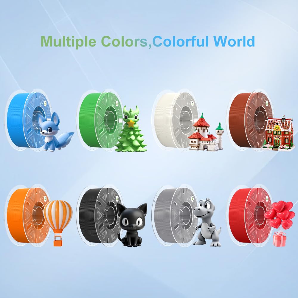Creality Filamento ufficiale Hyper PLA nero+bianco+blu+rosso 4KG, filamento per stampante 3D RFID per stampa ad alta velocità, resistente, liscia, precisione dimensionale +/-0,03 mm, 4 rotoli