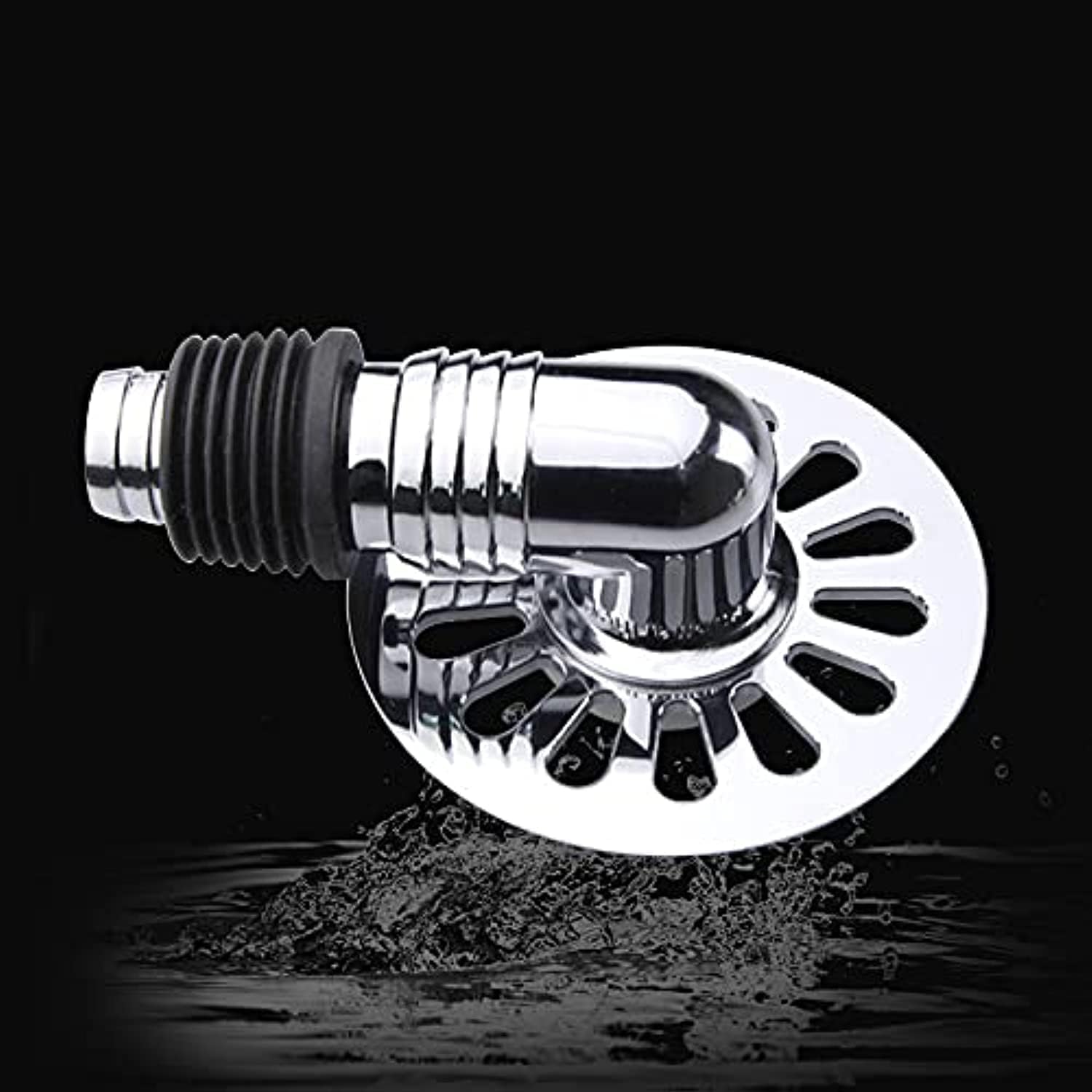 Anti Overflow Water Floor Drain with Easy Connector for Washing Machine Outlet Pipe, Deodorant Joint Elbow for Pipe - Silver (ABS + SS + Rubber) (L-Model, Standard)