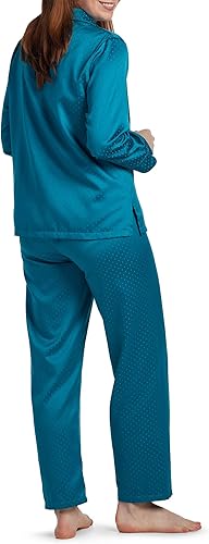 Miniatura 2 de Miss Elaine Conjunto de pijama conjunto de pijama de satén para mujer, cintura elástica y parte superior con botones, ropa de dormir y ropa de