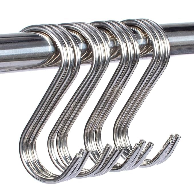 Image of Stainless Steel S Hooks, Prime Quality, Multi-Purpose Hanging Hooks for Bathroom, Kitchen, Closet-5PS-3 INCH