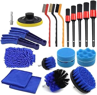 Tempaky Kit de escovas de detalhamento de carro Multifuncional Escova de limpeza de detalhes de carro para roda exterior interior Conjunto de escovas de detalhamento automotivo Conjunto de escovas de