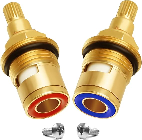 Bestgle Tap Valves Replacement Brass Ceramic Disc Tap Valve Insert Gland Cartridge Quarter Turn ...
