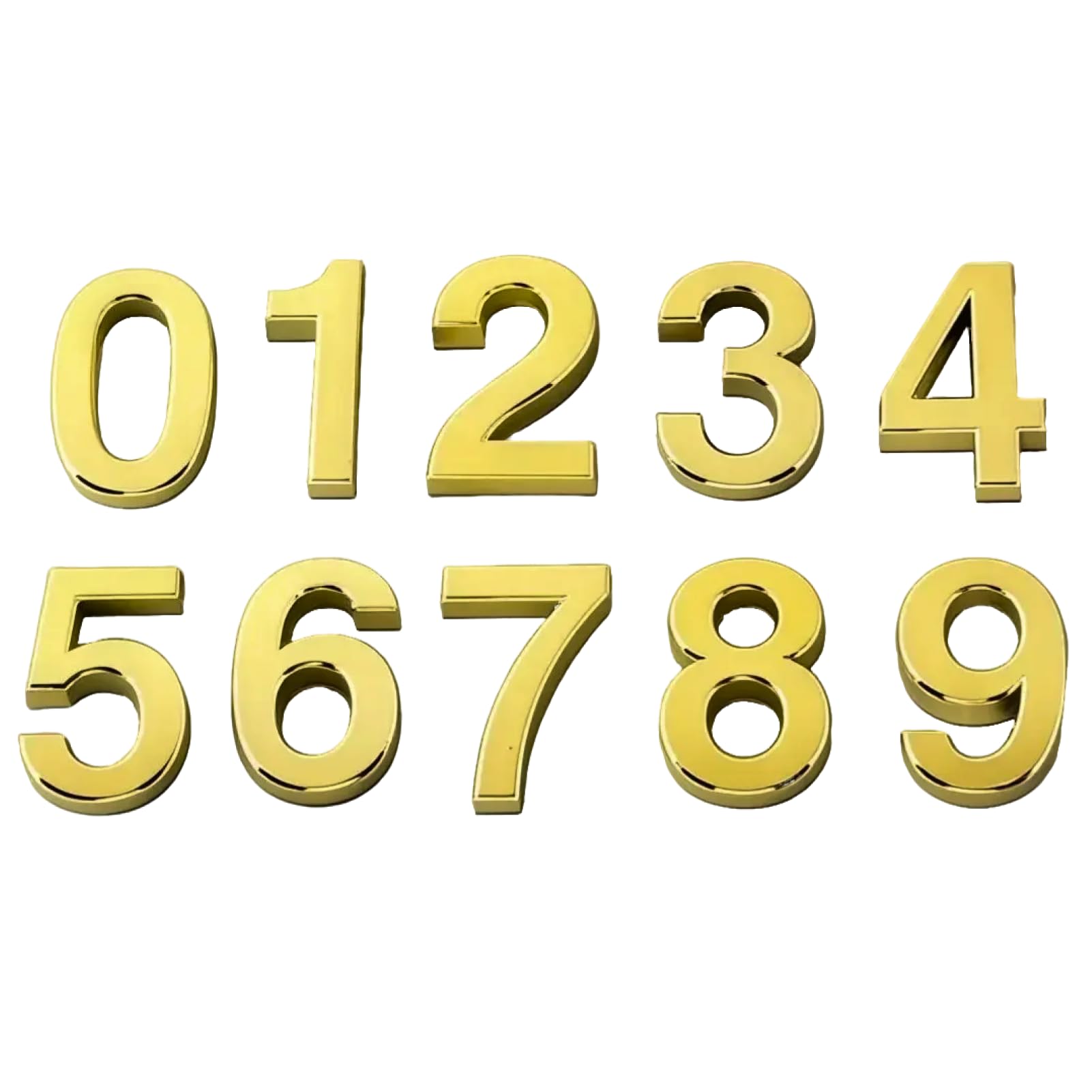 Numeros Adhesivos 5Cm,Numeros Para Habitaciones De Hotel,Numeros Adhesivos Para Buzón 3d Placas De Matrícula Del 0 Al 9 Para Casas Pisos, Oficinas Y Buzones (Dorado, 50mm 10pcs)