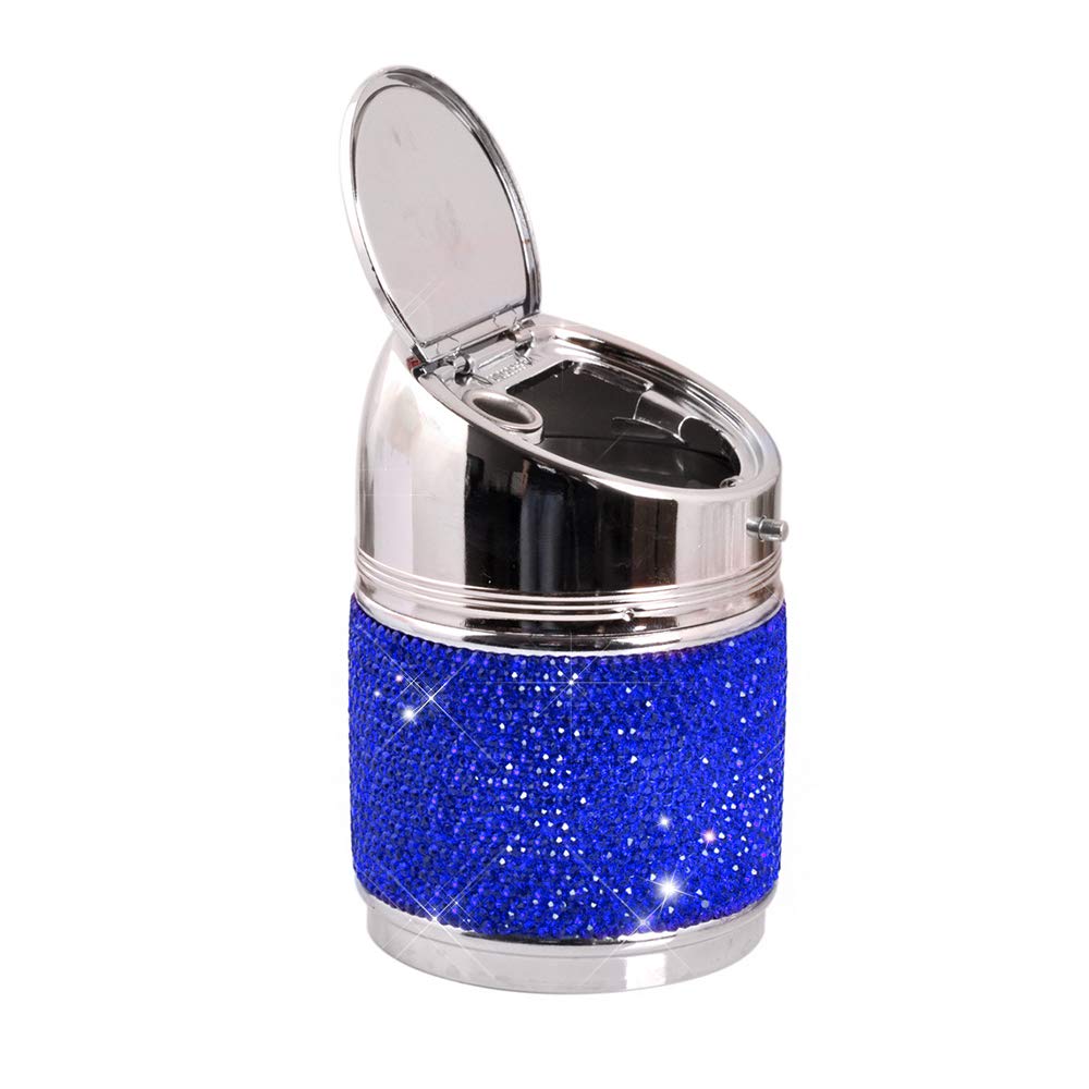 idain Car Bling Ashtray Cup Holder Portable Smokeless Cylinder Cup Holder Car Accessories Ideal for Car, Home and Office (Blue)