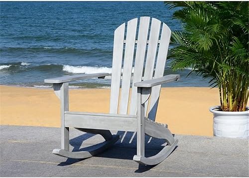 Miniatura 2 de SAFAVIEH PAT7042A Colección Brizio Silla mecedora Adirondack de teca para exteriores