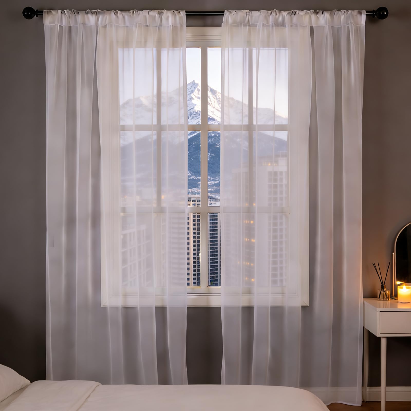 Rideau voilage blanc moderne effet lin haut de gamme 160 x 240 cm