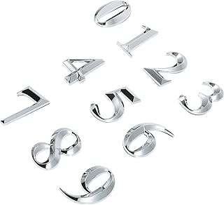 OSALADI Practical Door Number 10pcs Digital Signage Street Number Wall Decorative Number Door Number Silver Plaque 3D Number Abs