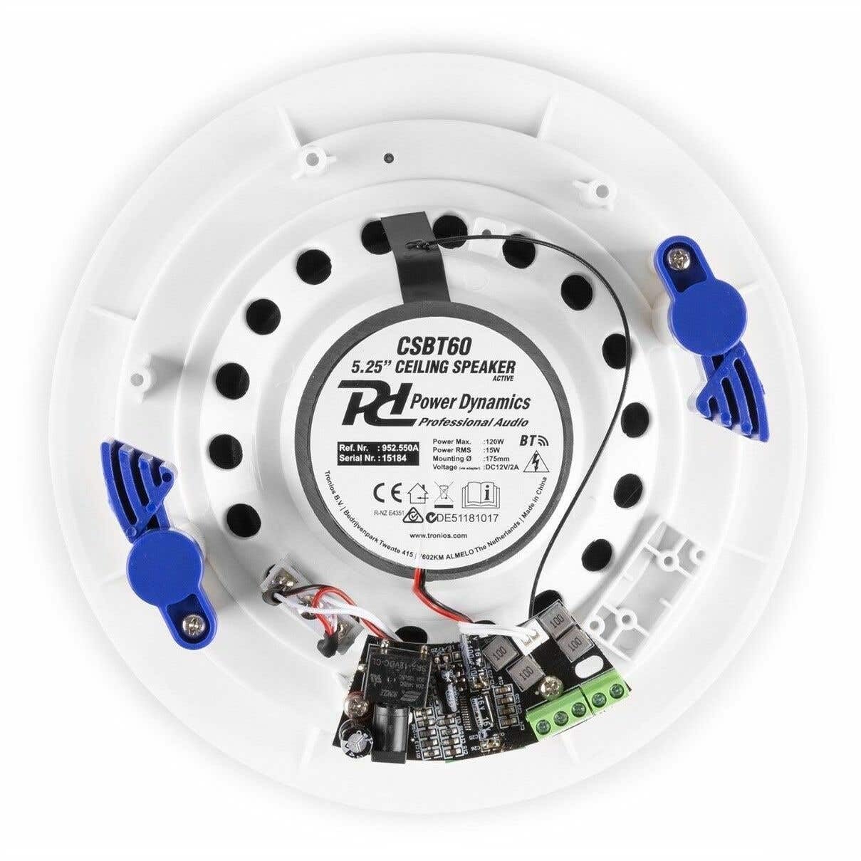 Power Dynamics CSBT60-2 Enceintes Bluetooth Plafond 5,25" 120W 8 Ohms Paire Blanc