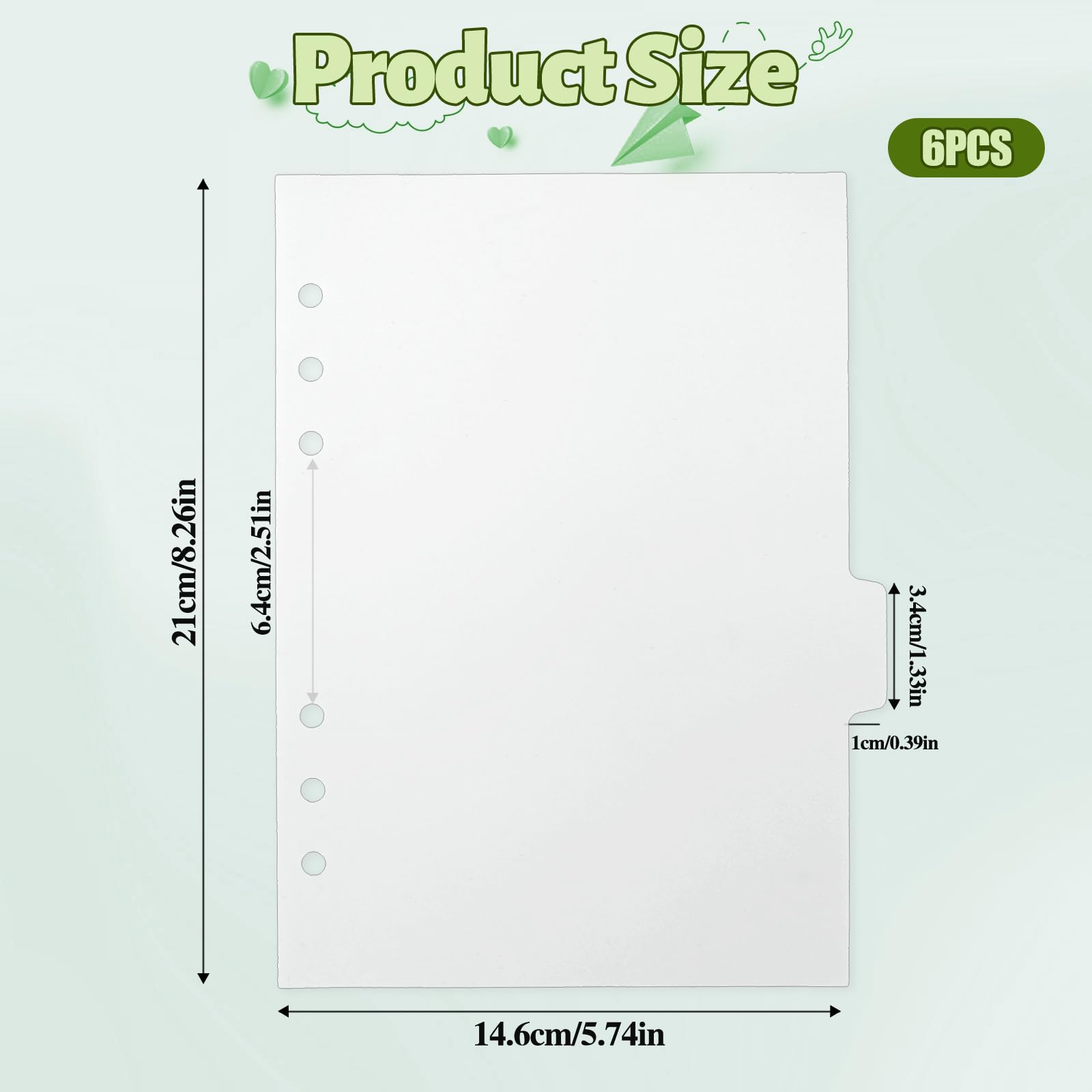 Divisori per raccoglitori A5, 6 anelli, trasparenti, plastica, con linguette