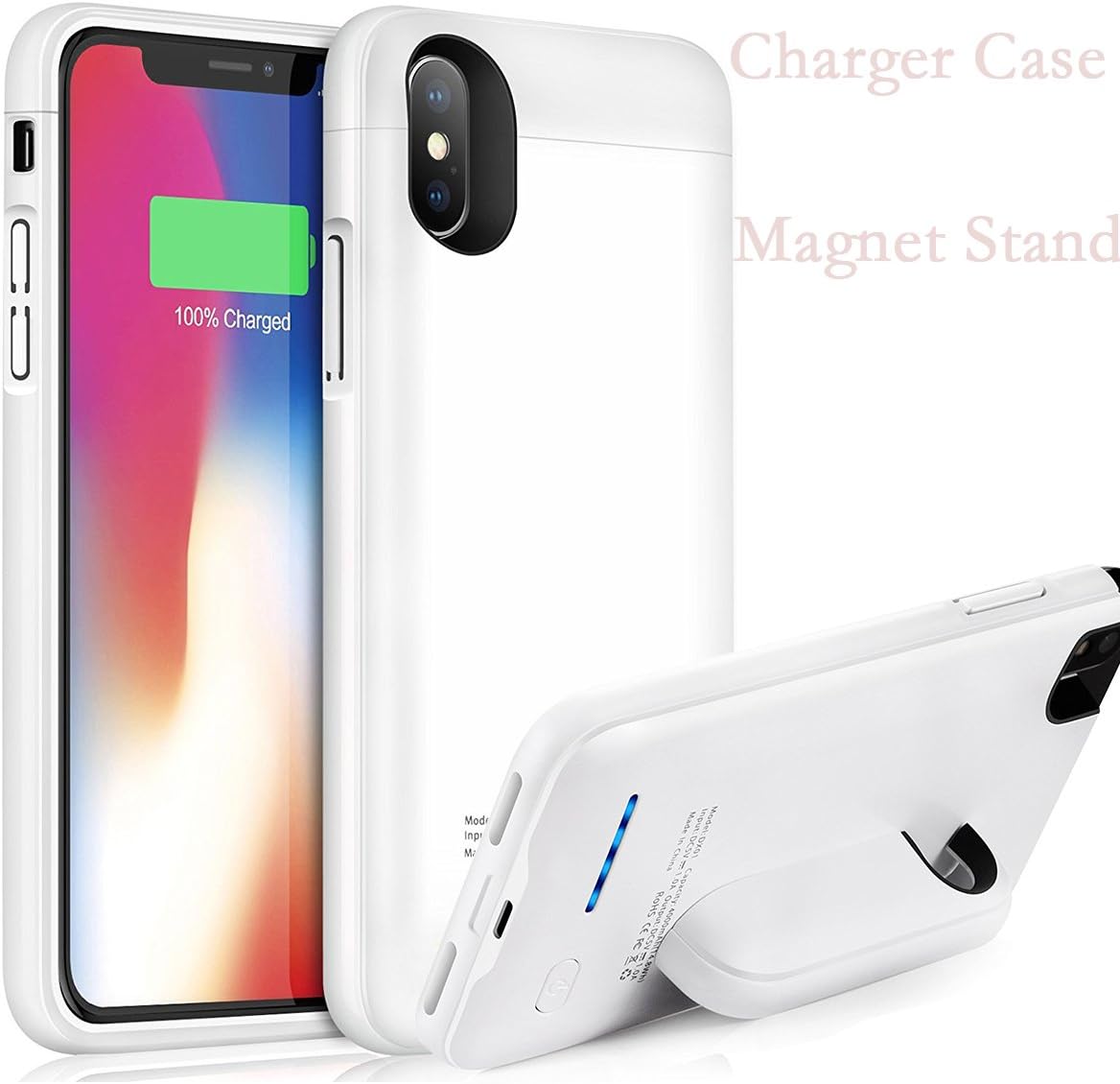 iPhone X XS Battery Case, 4000mAh Ultra-Slim Protective Portable Charging case for iPhone X 10 Juice Power Bank Battery Charger Case-Build in Magnet,Work with Magnetic Car Mount (White)