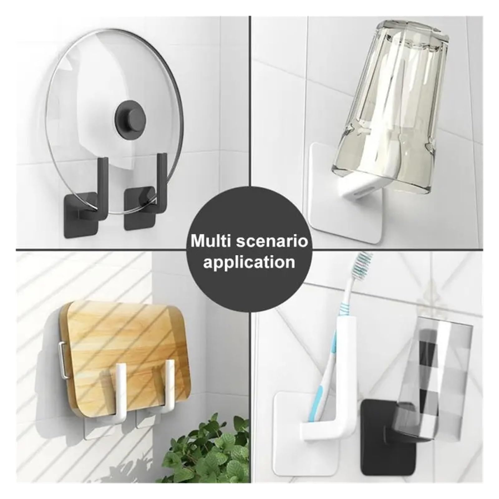HLTYGWX Gancio da Parete Autoadesivo a Forma di L per Cucina sotto Il mobiletto, portarotolo di Carta, portasciugamani, Bagno, Porta WC, Facile da installare (Nero)