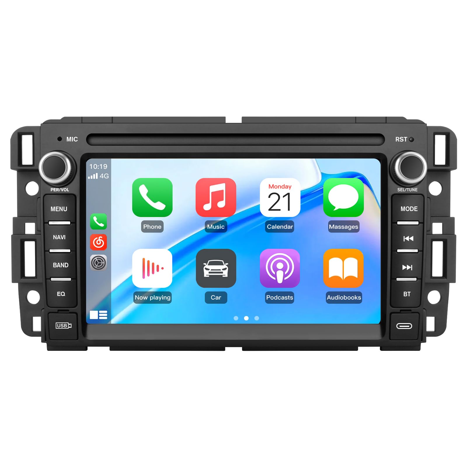 Junsun Car Radio Stereo for Chevrolet Chevy Silverado Tahoe GMC Sierra Yukon 2007-2013, 7 inch Touch Screen Head Unit with Android 12 Carplay/Android