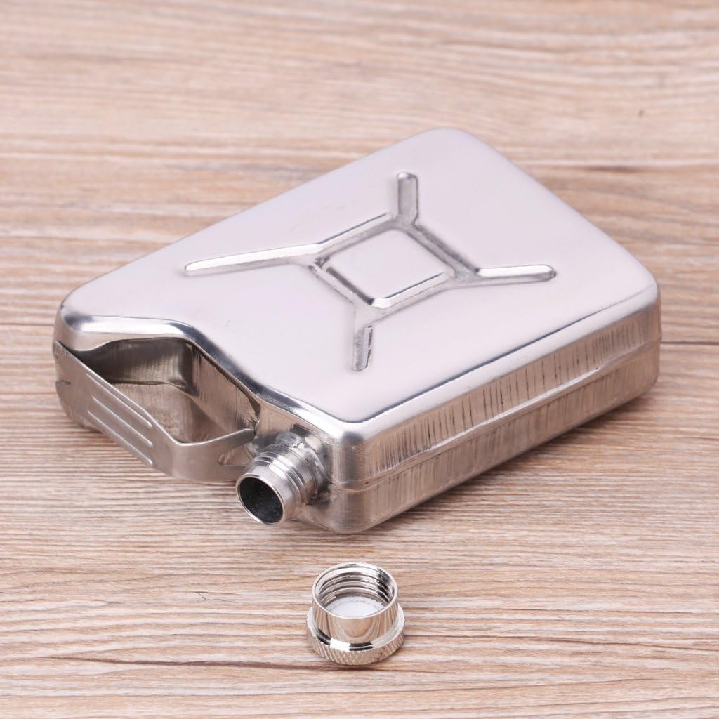 Oil Jerry Can Liquor Hip Flask 5oz for Men/Women, Stainless Steel Pocket Whiskey Flask Personalized Liquor Hip Flagon for Climbing Camping Barbecue Bar Party Drinker