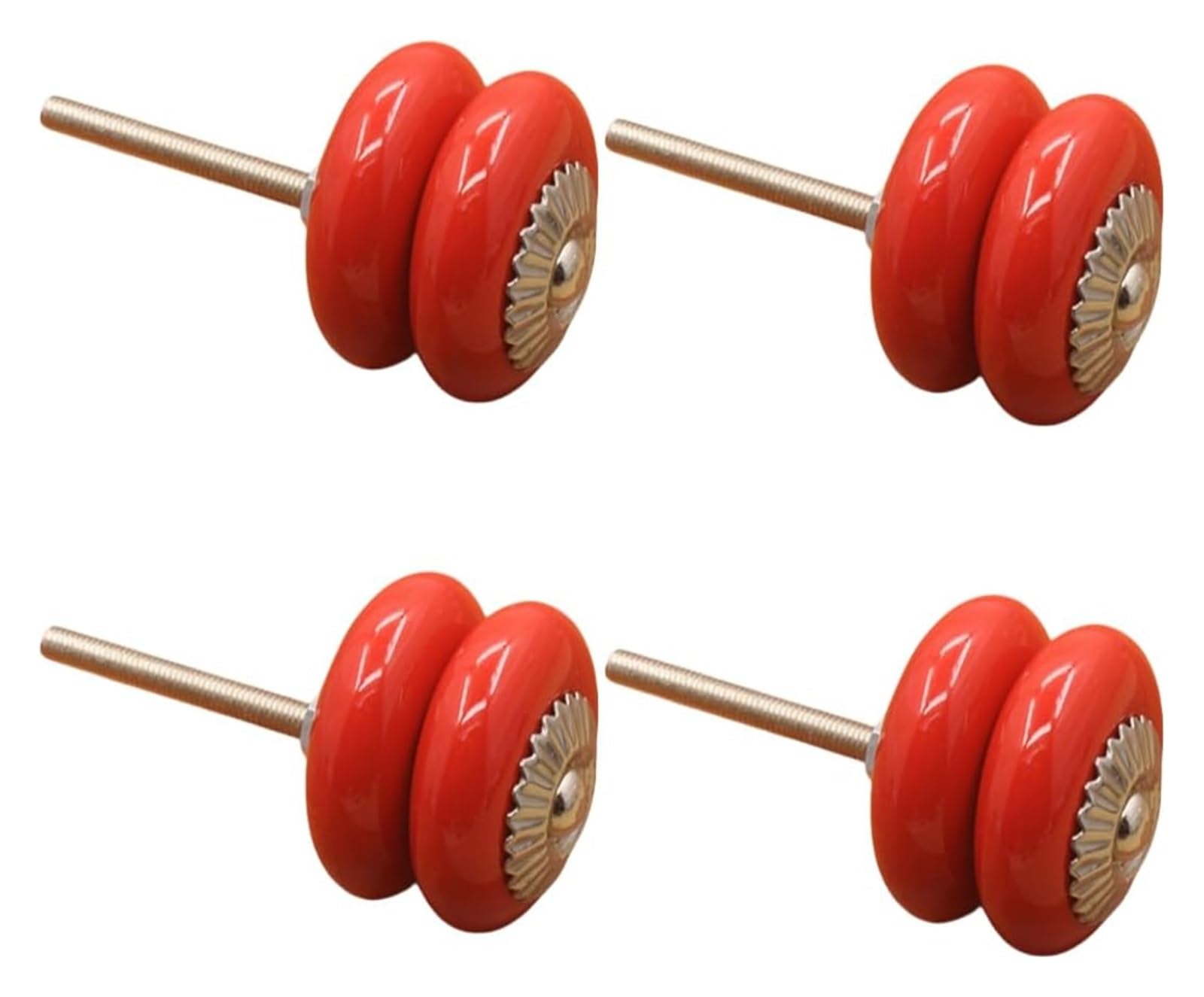 Enmrfvkz Red Ceramic Cupboard Drawer Handle Knobs, Ceramic Cupboard Drawer Handle Knobs, 4 Pcs Multicolor Round Single Hole(Red)