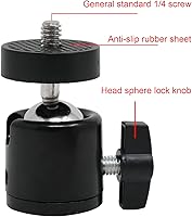 Vista 5 de Honbay 1 unids 1/4 pulgadas a 3/8 pulgadas 360 giratorio mini cabeza esférica giratoria con tornillo de 1/4 pulgadas convertidor adaptador tornillo