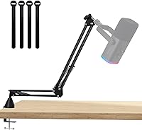 Vista 7 de SUNMON Brazo de Boom Blanco para Fifine AM8 - Brazo de Micrófono Compatible con Micrófono Fifine, Clip Adaptador de Tornillo de 3/8" a 5/8", Fifine