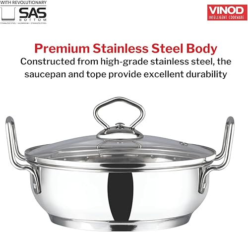 Miniatura 3 de Vinod Utensilios de cocina para inducción Kadai con tapa plateada 2 litros