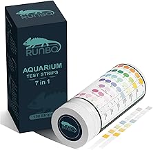 RUNBO Test d'eau pour Aquariophilie - 150 Aquariophilie de Test Eau 7 en1 pour Dureté Totale Carbonatée PH, Nitrite Nitrate Chlore