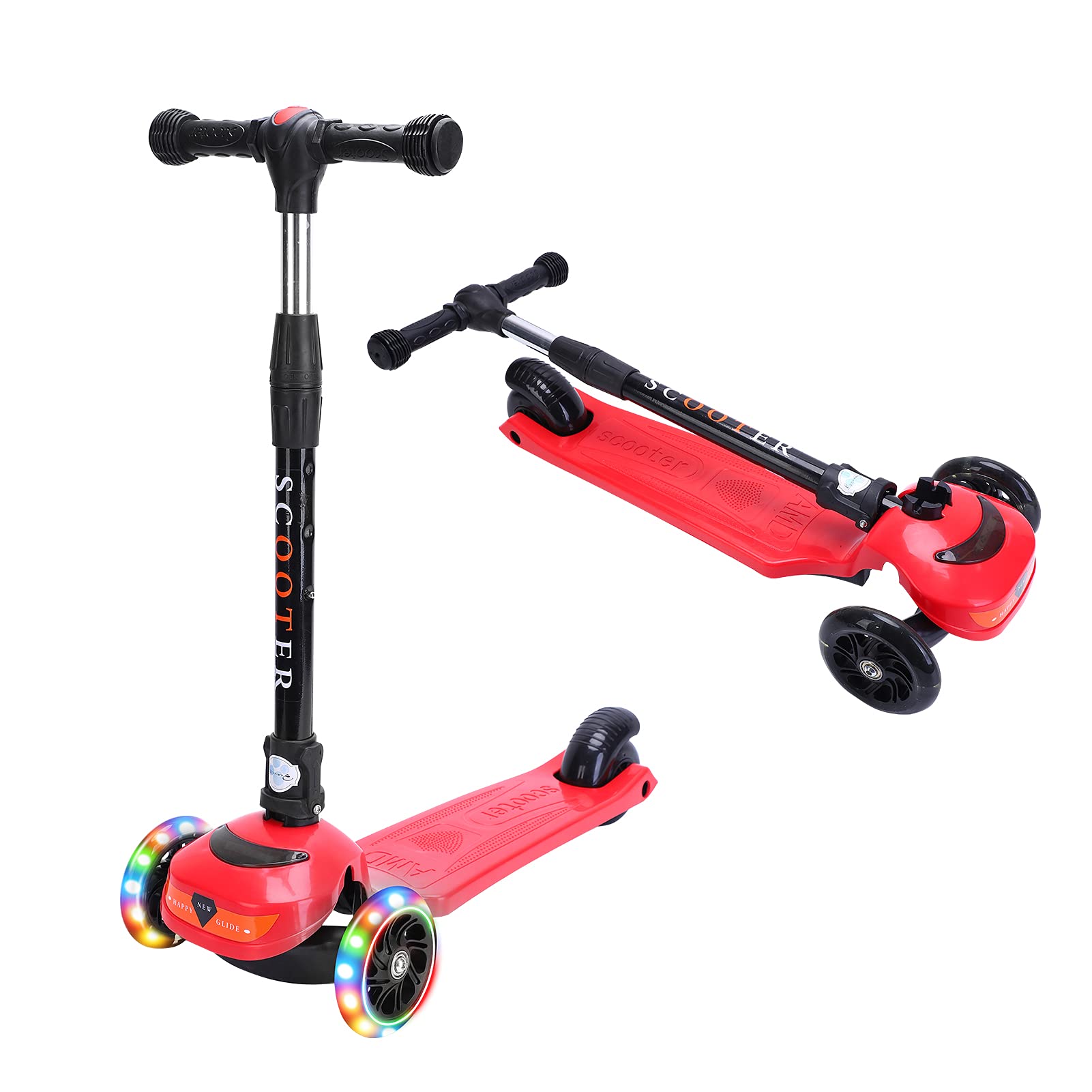 3 Wheel Kids Scooter, Flashing Wheels Scooter for Kids, 4 Height Adjustable Kids Toys for Age 3-13 Years Old Boys Girls, Easy Folding for Carrying Outdoor