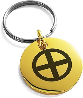Tioneer Gold Plated Stainless Steel Shimazu Samurai Crest Symbol Small Medallion Circle Charm Keychain Keyring