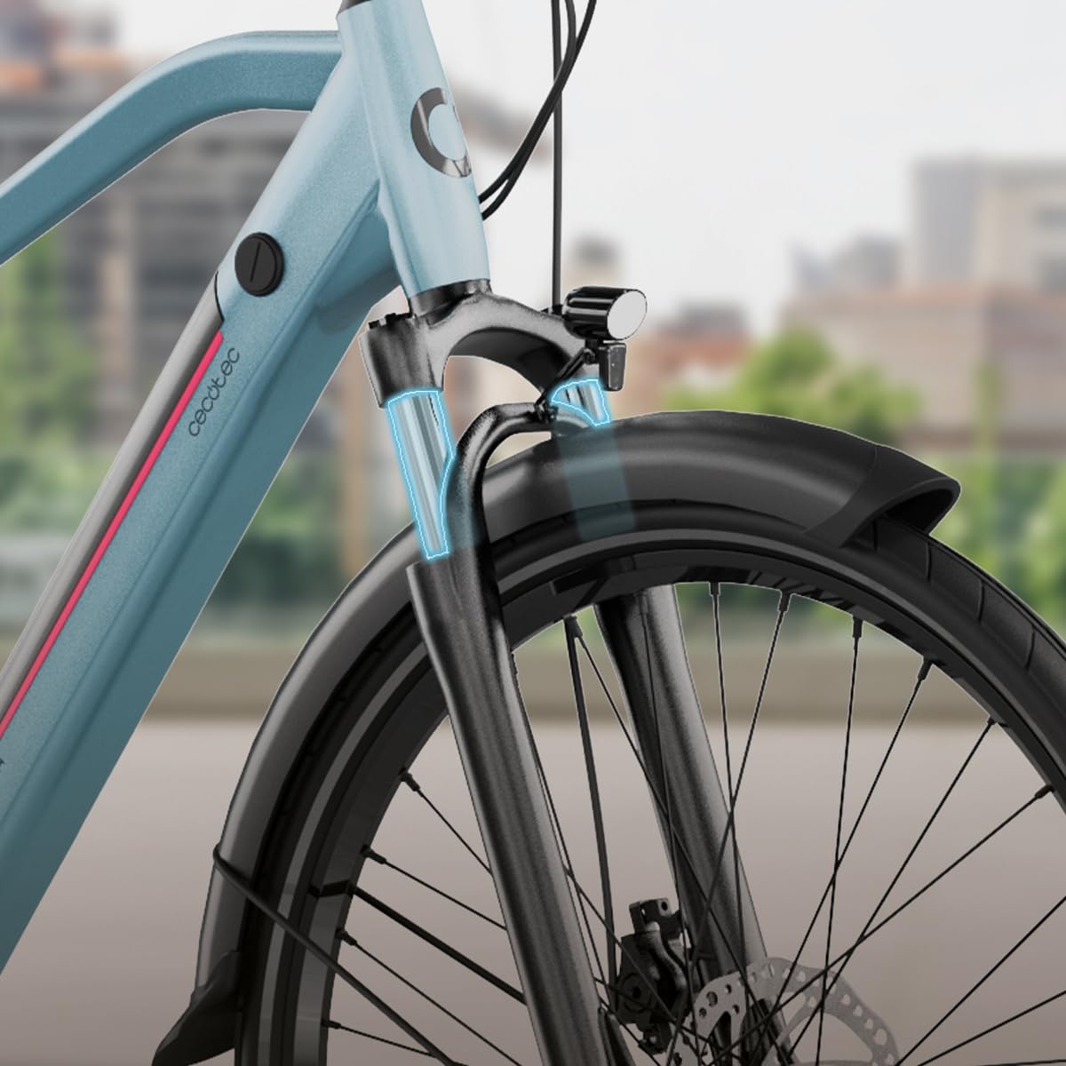 Cecotec Vélo Électrique Urban Pro. 250W, Roues 28", Autonomie 90Km, Batterie 460Wh, Suspension Avant, Dérailleur Shimano 7 Vitesses et Frein Hydraulique à Double Disque
